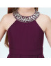 Beaded Halter Purple Chiffon Junior Bridesmaid Dress